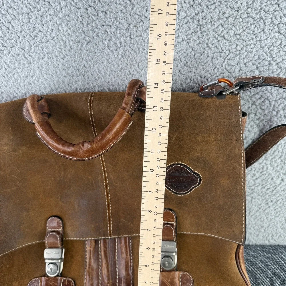 Geno D'Lucca Messenger Bag Mens Large Brown Suede Leather Vintage Satchel